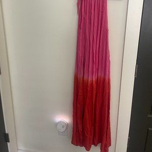 Red & Pink Ombre Maxi Dress with Bow